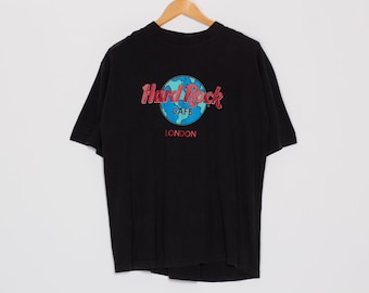 XL 90s Hard Rock Cafe London T Shirt | Vintage Black Graphic Tourist Tee