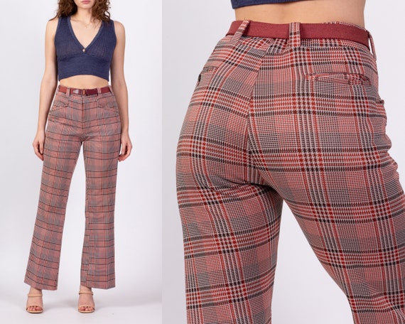 Sm-Med 70s High Waisted Plaid Trousers Unisex 30"… - image 1
