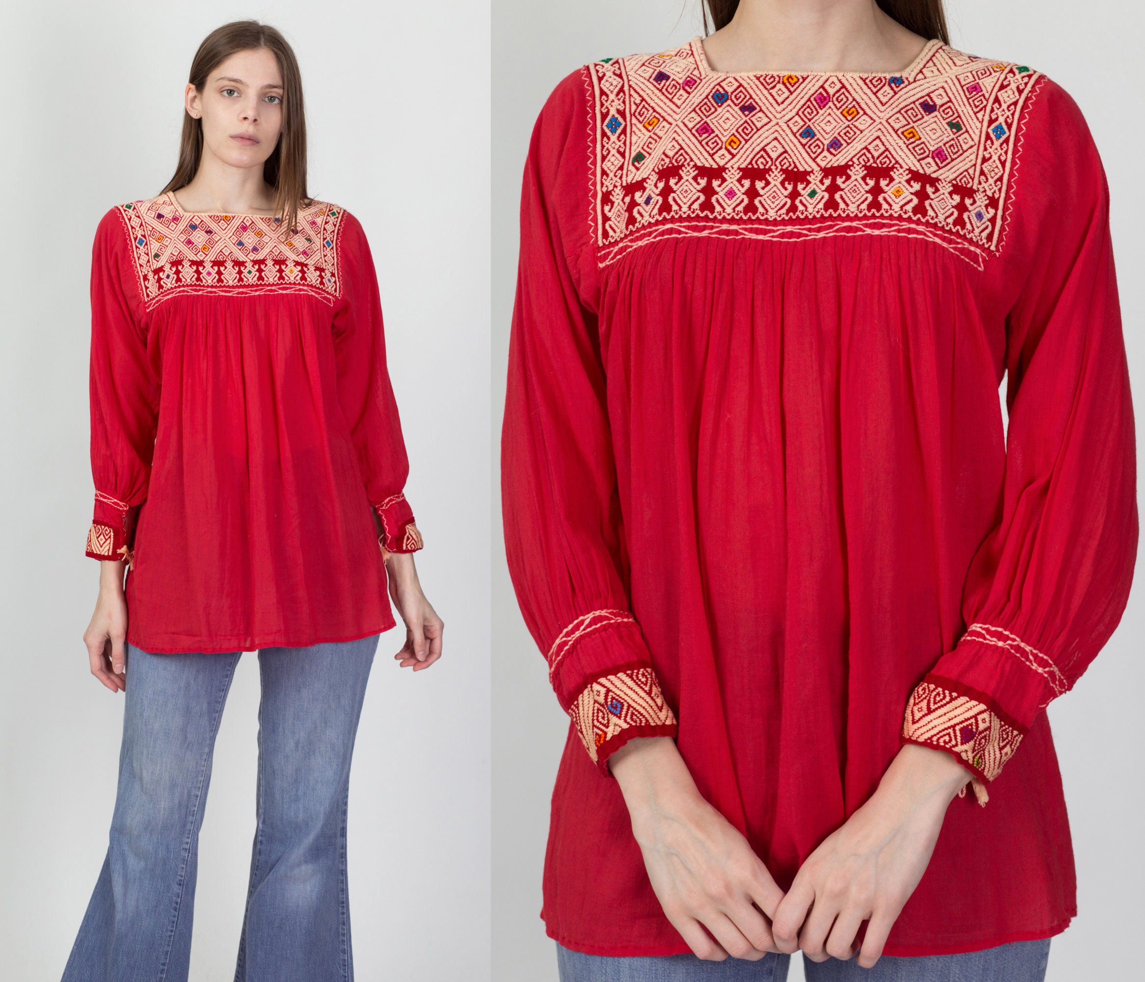 Blusa folclórica bordada de los años Pequeña a Etsy España