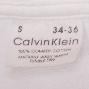 Small 80s Calvin Klein Blank White T Shirt Unisex Vintage Single Stitch Plain V Neck Tee Threadbare Undershirt image 6