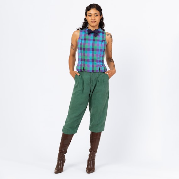 Vintage 80s Woven Green Tapered Pants XS to Petite Small, 25