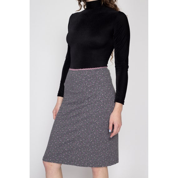 Medium 90s Grey Ditsy Floral Mini Skirt | Vintage… - image 2