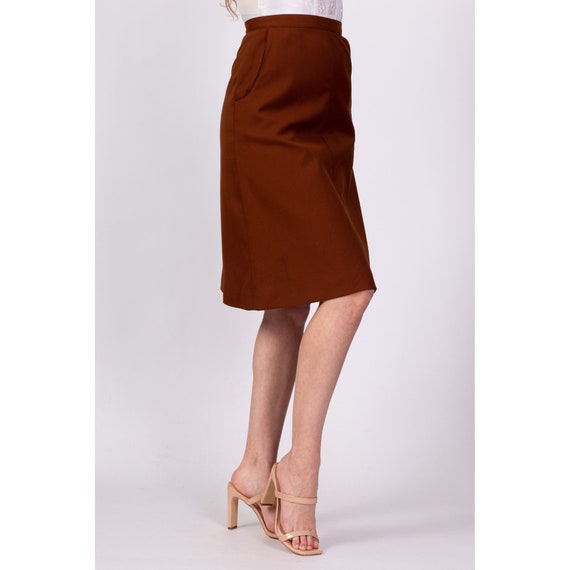 70s Campus Casuals Rust Brown A Line Skirt Extra … - image 4