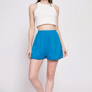 90s Victoria&#39;s Secret Blue Lounge Shorts - Small | Vintage Soft Cotton Mini Pajama Shorts