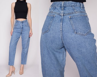 Small 90s High Waisted Mom Jeans 26" | Vintage Denim Tapered Leg Jeans
