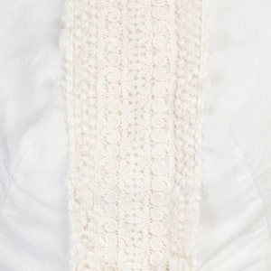 60s 70s Emma Domb White Swiss Dot Maxi Dress, As Is Petite XS Vintage Crochet Trim Boho Empire Waist Gown image 8