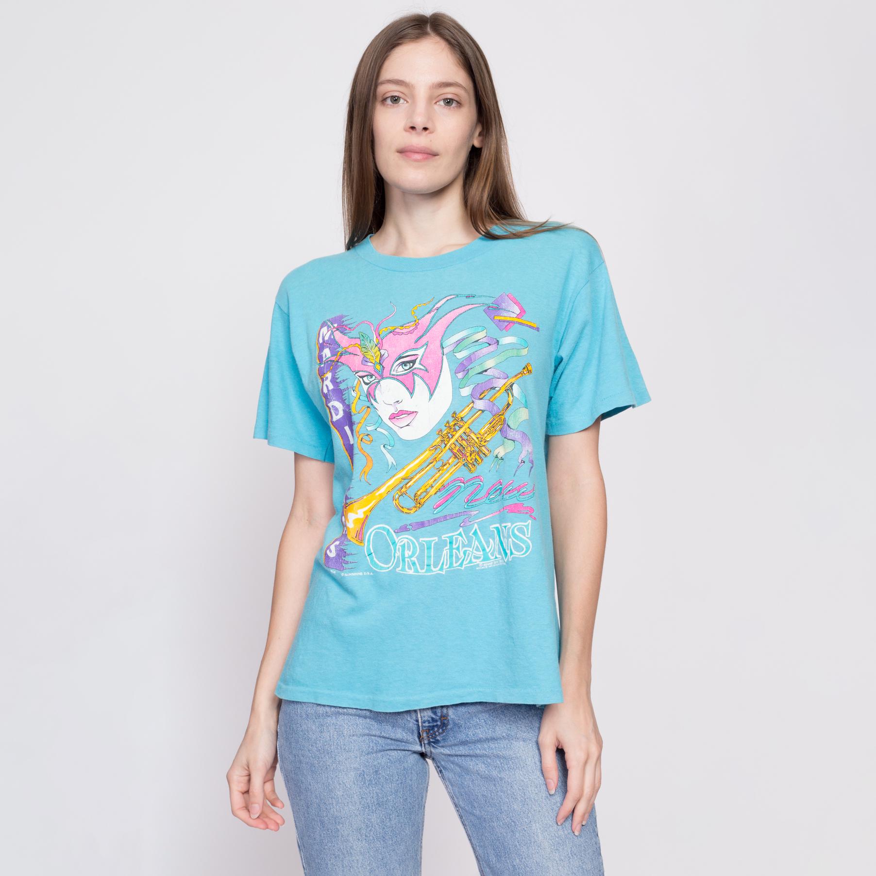 90年代ニューオーリンズ マルディグラ マスク Tシャツ - M～Lサイズ 