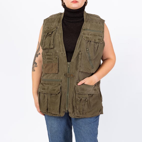 Vintage 80s Banana Republic Army Green Safari Vest - Men's Large