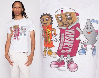 90s Hershey's Candy Bar Streetwear T Shirt Men's Small Short | Vintage Reese's Cup Chocolate Bar Graphic Brand Tee