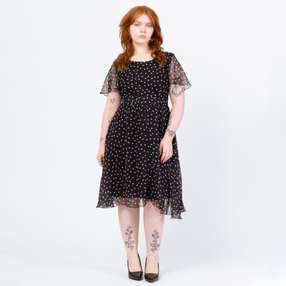 fitted lace wedding dress Brown with White and Blue Polka Dot Fit n Flare Dress – Skirting the Rules main image 1
