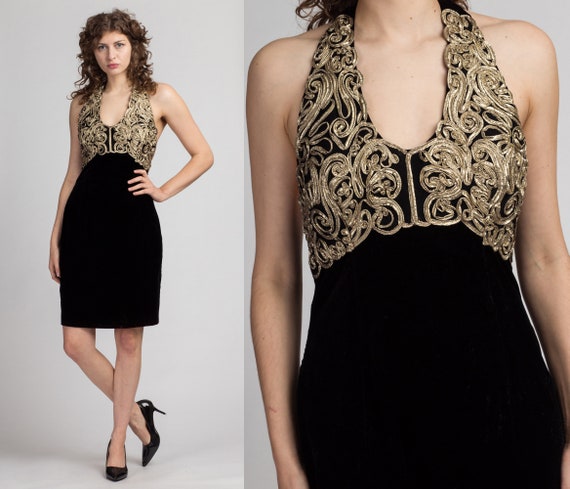 90s Jessica McClintock Velvet Metallic Mini Dress