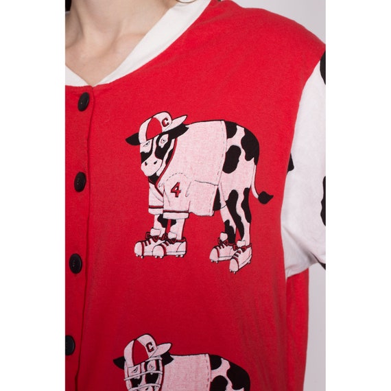 Med-Lrg 80s Retro Cow Romper | Vintage Red White … - image 6