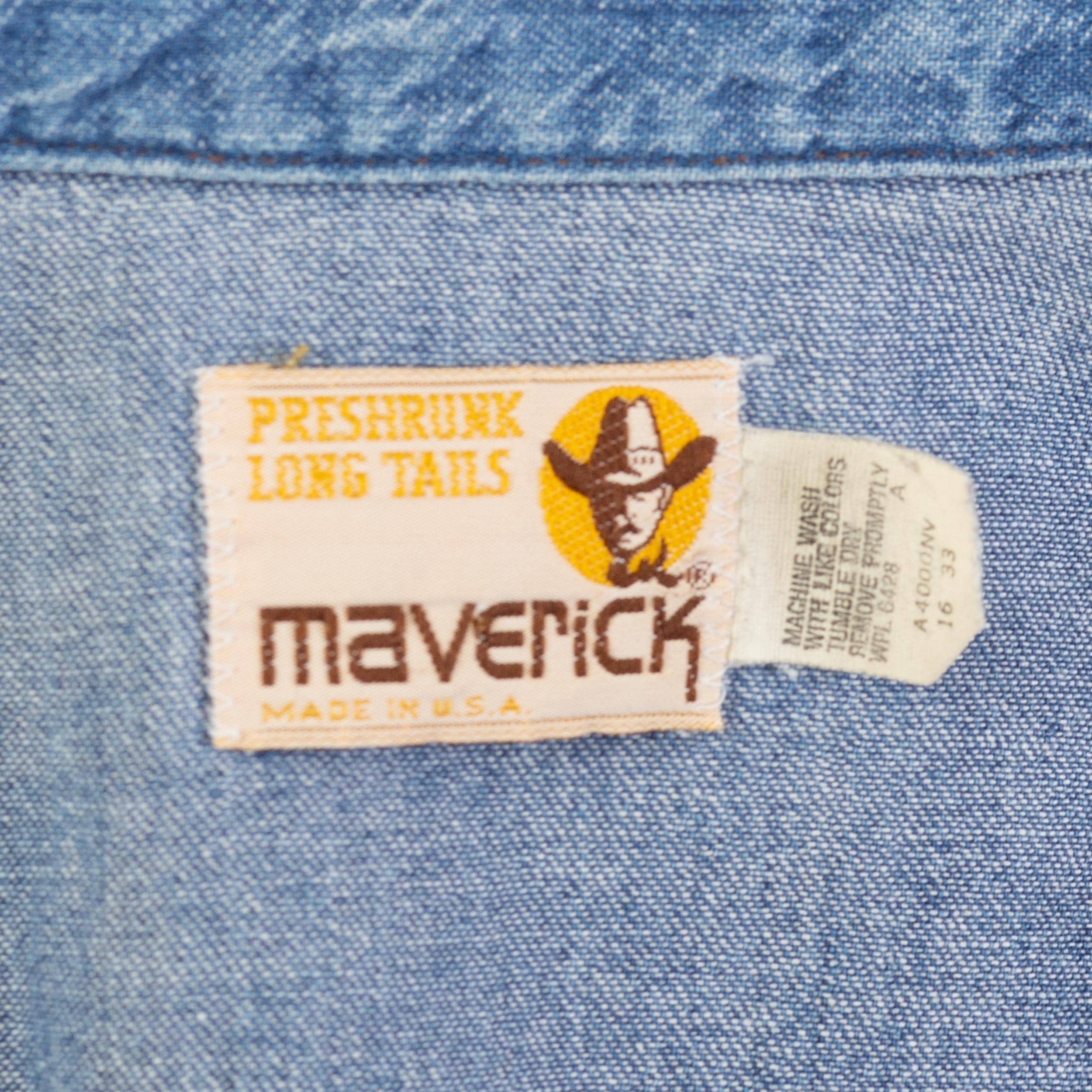 Vintage 70s Maverick Denim Pearl Snap Western Shirt - Men's Medium