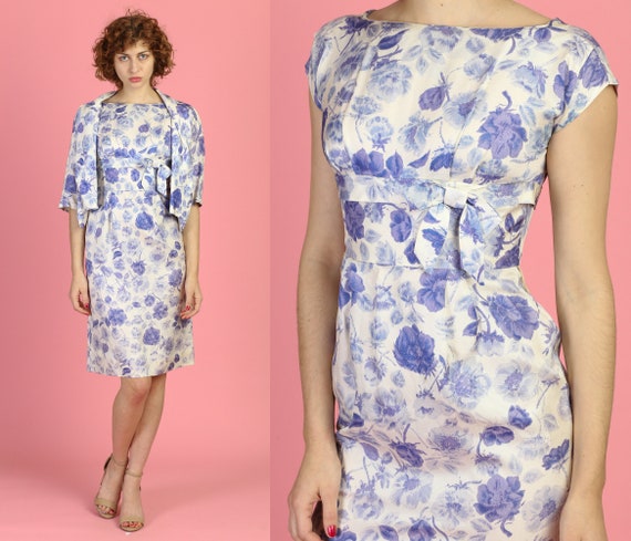 Vintage 50s Aldens Floral Sheath Dress & Jacket -
