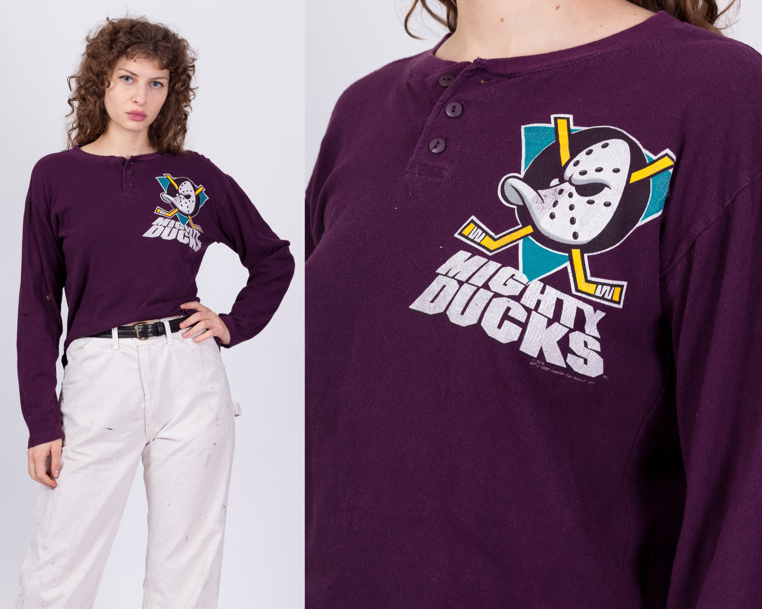 CustomCat Anaheim Mighty Ducks Retro 90's NHL T-Shirt Maroon / 2XL