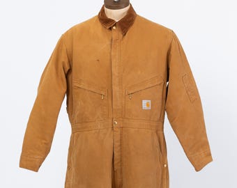 Buy Vintage 80s Carhartt 100 Years Tan Insulated Coveralls - 46