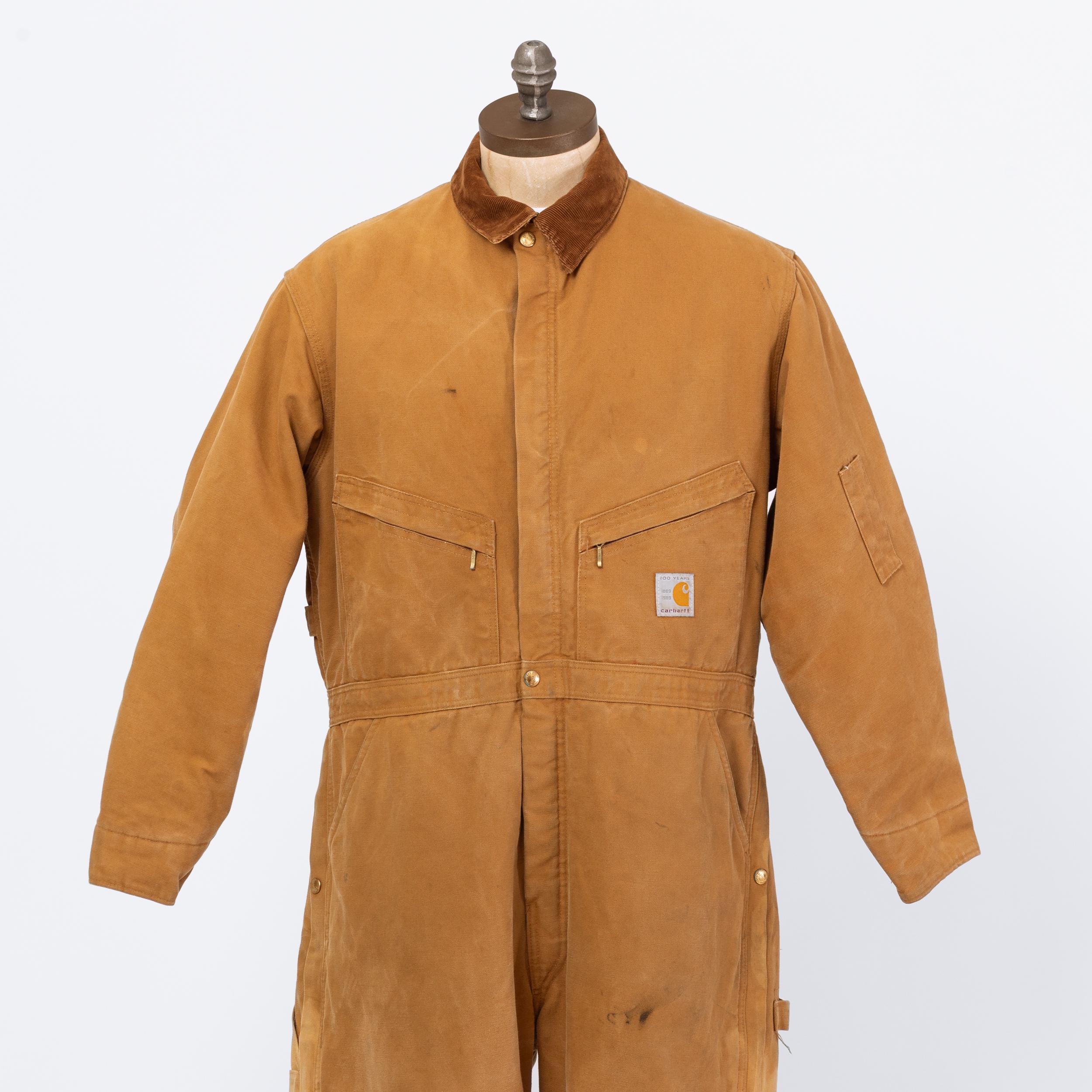 Vintage 80s Carhartt 100 Years Tan Insulated Coveralls - 46 Short