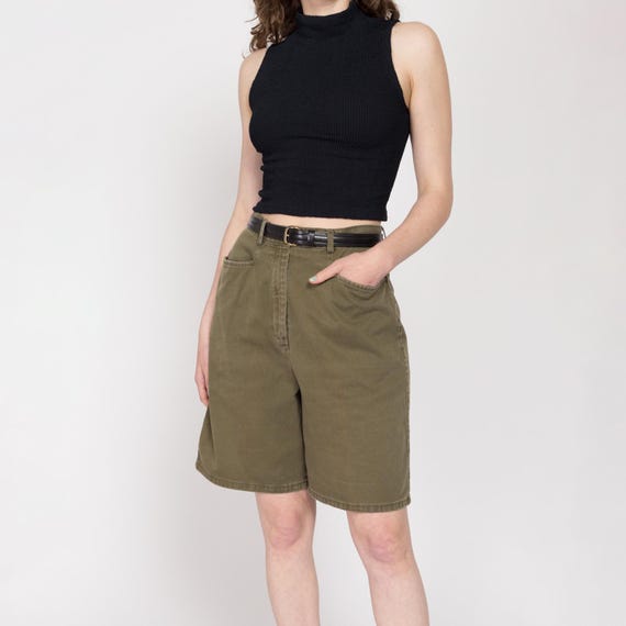 Army green denim shorts deals