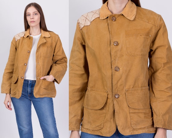 1960s Drybak Canvas Hunting Jacket - Men's Small, Women's Medium | Vintage Corduroy Collar Duck Hunting Chore Coat