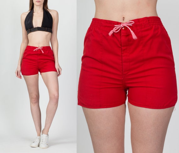 70s 80s Red Mini Athletic Shorts Unisex 