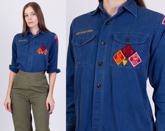 Vintage 1950er Jahre BSA Pfadfinder Uniform Shirt Petite XS 50er Jahre Navy  Blaue Pfadfinder Patch Button Up Langarm Oberteil - .de