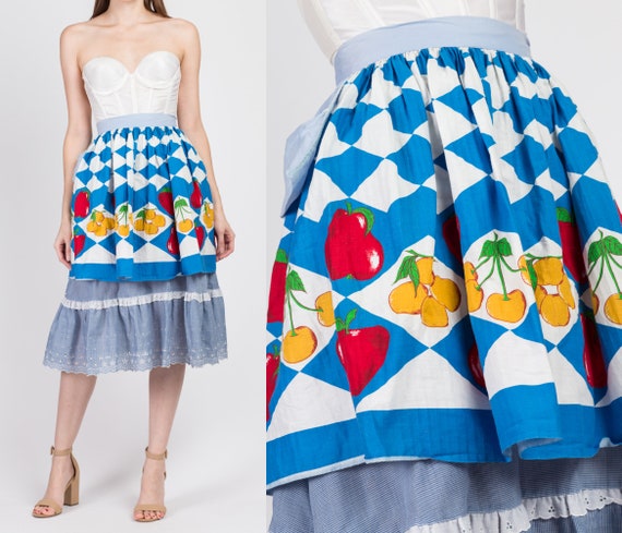 1950s Boho Fruit Print Half Apron