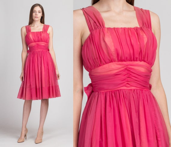 60s Pink Chiffon Party Dress Extra 