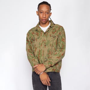 70s Frogskin Duck Camo Jacket - Medium | Vintage Button Up Camouflage Hunting Army Field Shirt