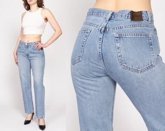 Medium 90s Calvin Klein Light Wash Straight Leg Jeans 30" | Vintage Mid High Waisted CK Stonewash Denim Jeans