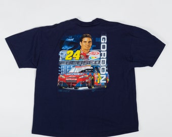 90s Jeff Gordon #24 NASCAR Tee Men's XL, Women's 2XL | Vintage Unisex Navy Blue Racing Graphic T Shirt