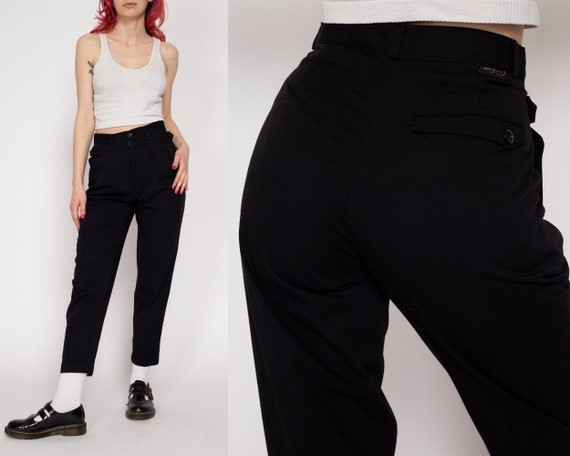 Petite XS 80s Black Pleated High Waisted Pants | … - image 1