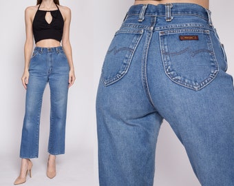 Small 70s Wrangler High Waisted Jeans 26" | Vintage Straight Leg Soft Denim Mom Jeans