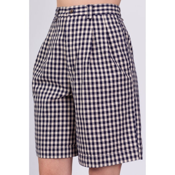 90s Gap Navy Blue & White Plaid Shorts Small to M… - image 6