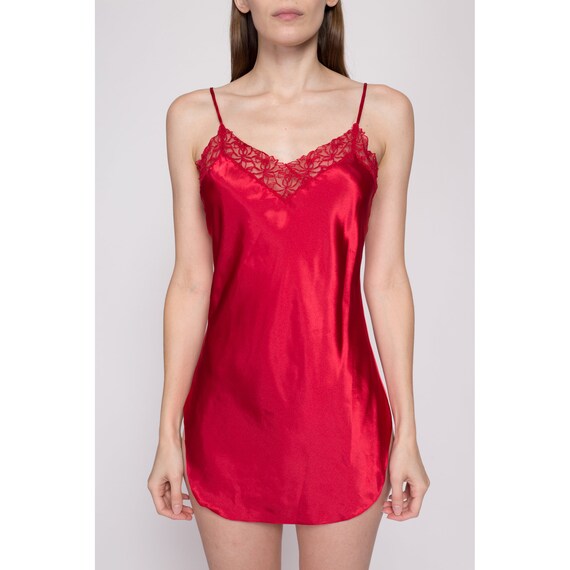 Small 90s Victoria's Secret Red Satin Nightie | V… - image 2