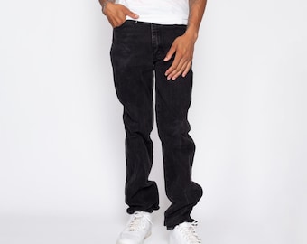 Vintage Wrangler Black Jeans - 33x36 | 80s 90s Faded Denim Straight Leg Jeans