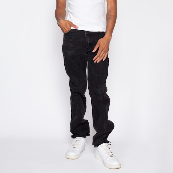 33x36 Vintage Wrangler Black Jeans | 80s 90s Faded Denim Straight  