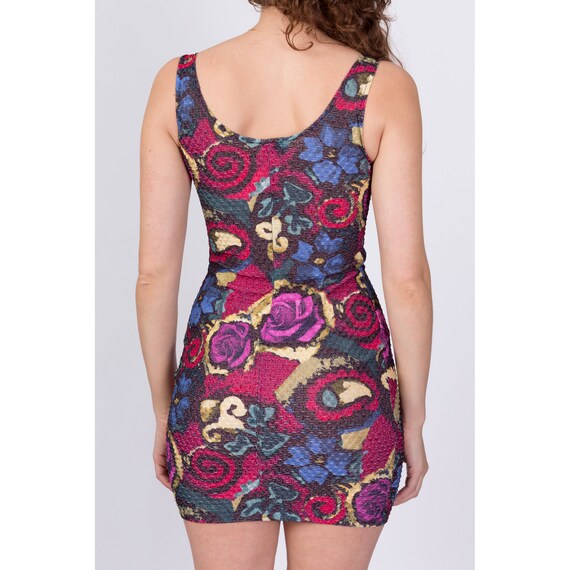 XS-Sm 90s Floral Bodycon Mini Dress | Vintage She… - image 5