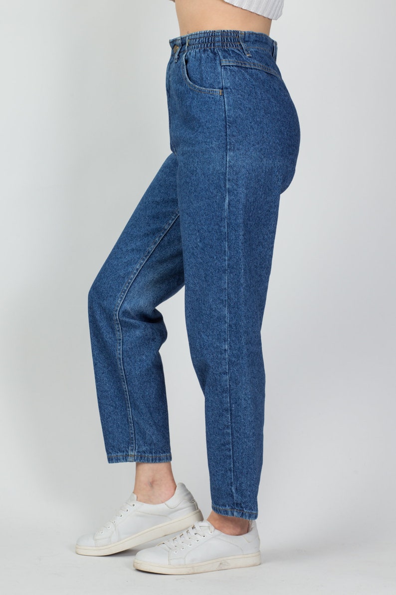 Vintage Lee High Waist Mom Jeans Medium 90s Medium Wash Denim Tapered Leg Ankle Jeans image 3