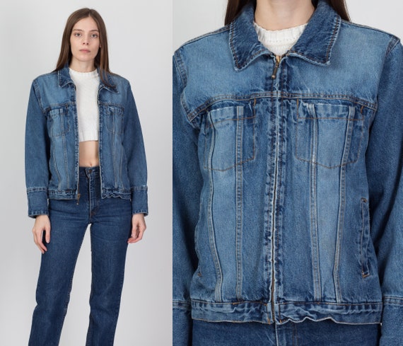 90s Bill Blass Zip up Jean Jacket 