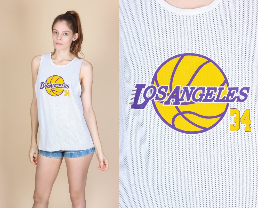 90s LA Lakers Shaq Jersey | Vintage NBA Basketball Shaquille O'Neal 34 Tank Top 90s LA Lakers Shaq Jersey | Vintage NBA Basketball Shaquille O'Neal 34 Tank Top