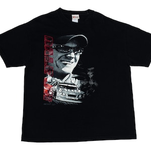 XL 90s Dale Earnhardt Jr. NASCAR T Shirt Men&#39;s | Vintage Graphic Black Race Car Promo Tee