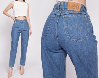 Small 80s Lee Riders High Waisted Mom Jeans 26" | Vintage Denim Tapered Leg Jeans