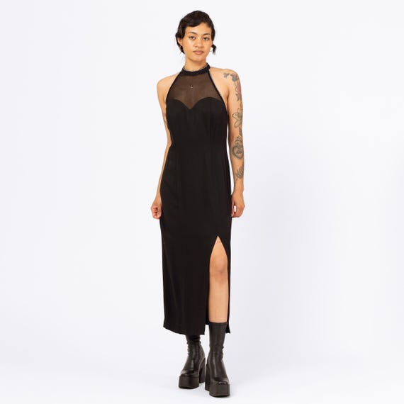 90s black mesh dress Posy Mesh Slip Dress Black/Royal / M main image 1