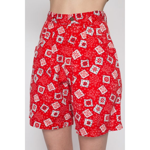 XS 90s Red Bandana Print Shorts, 24.5" | Vintage … - image 6