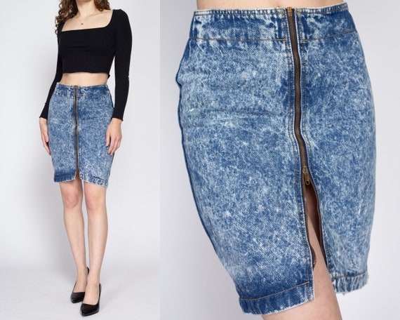 Denim pencil top skirt with zipper