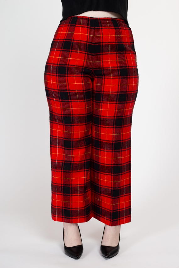 Medium 70s Pendleton Red Plaid Wool Trousers 30" … - image 3