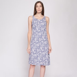 Vintage Laura Ashley Floral Sundress - Medium | 90s Y2K Periwinkle Blue Bias Cut Sleeveless Tank Dress