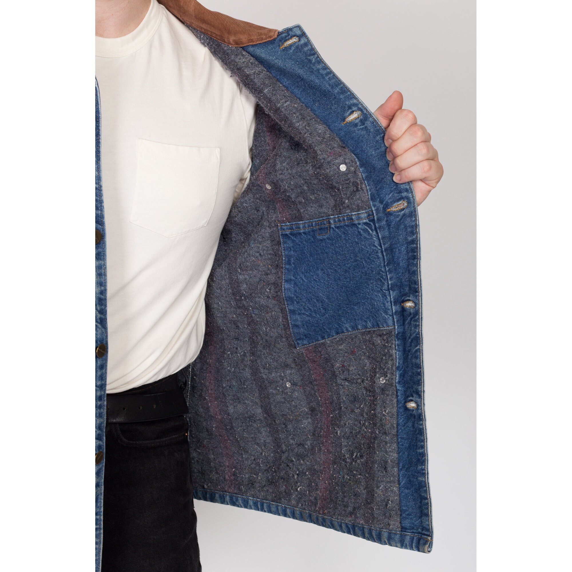 XL 90s Carhartt Denim Blanket Lined Chore Coat | Vintage