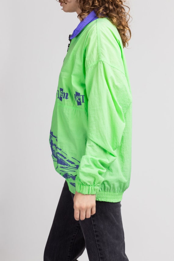 90s Slippery When Wet Neon Green Windbreaker XL |… - image 4