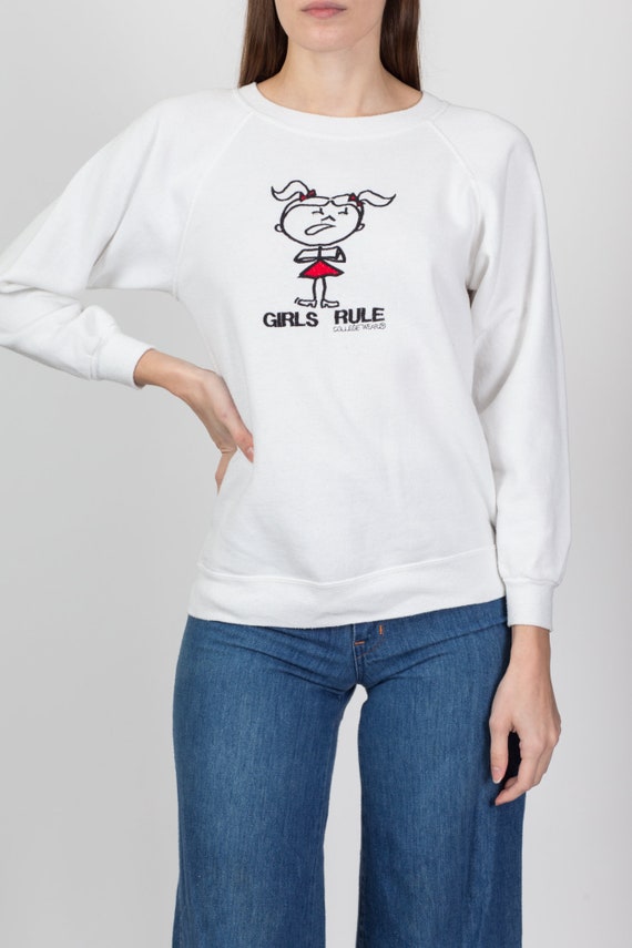 Small 90s Y2K "Girls Rule" Sweatshirt Petite | Vi… - image 4